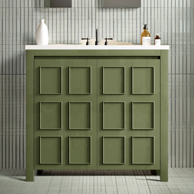Organisateur de meuble-lavabo 36 po avec lavabo, ensemble d'armoire combiné, armoire de rangement pour salle de bain