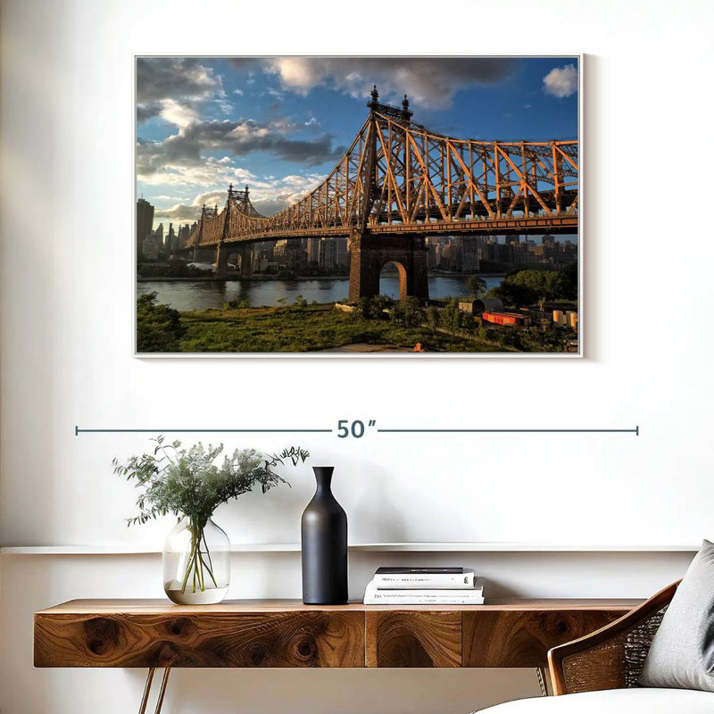 Pont de Queensboro, New York, Cadre flottant blanc, 40 po x 27 po