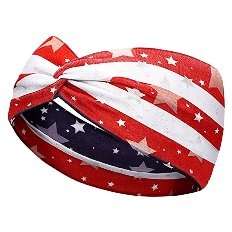 Drapeau du 4 juillet Bandeau noué patriotique à bande étoilée Bandeau non absorbant la transpiration pour le yoga