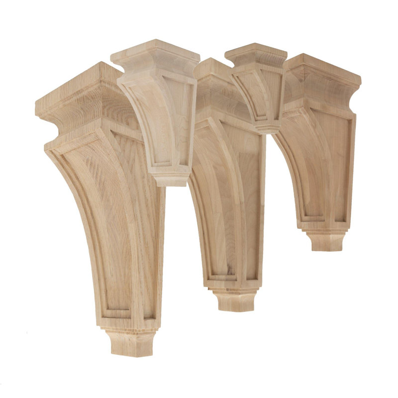 10-1/2 in x 4-7/8 in x 4-7/8 in Unfinished Medium Solid Mission Wood Corbel, Alde