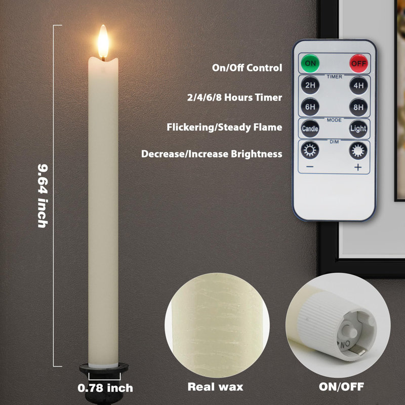 Ivory LED Flameless Taper Candles with Charging Station