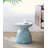 D15x16" Capiz Garden Stool Small Side Tabel, Blue Accent Round End Table