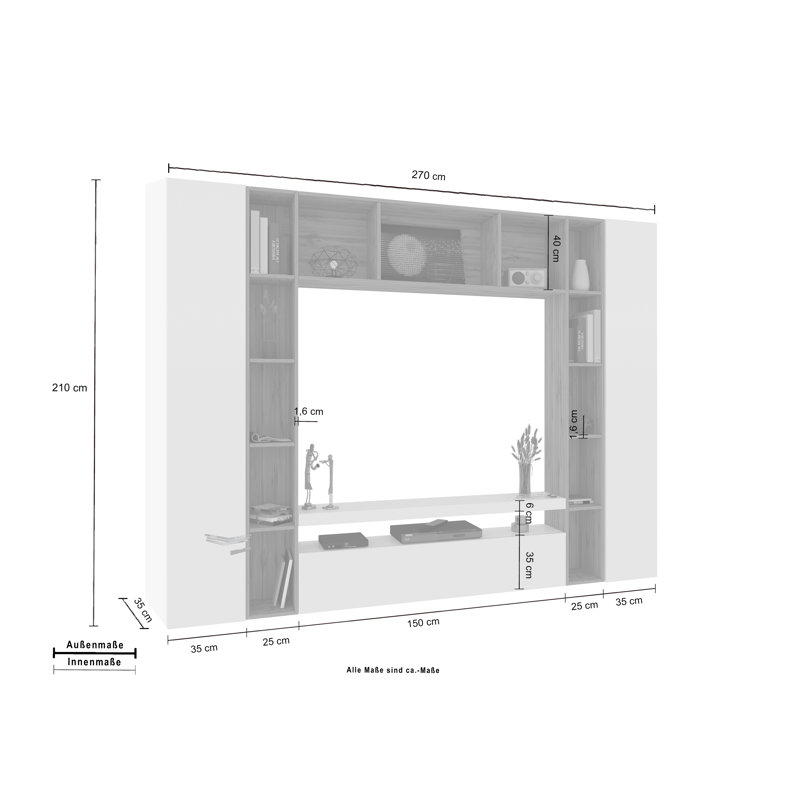 Unfinished Floating Entertainment Centre for TVs up to 65", White Glossy