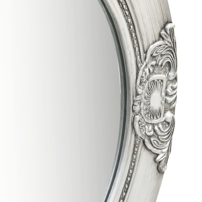 Gioia Wood Round Wall Mirror, Silver