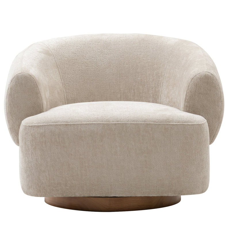 Fauteuil d'appoint Gimlet en chenille martelée, Mélange de polyester beige