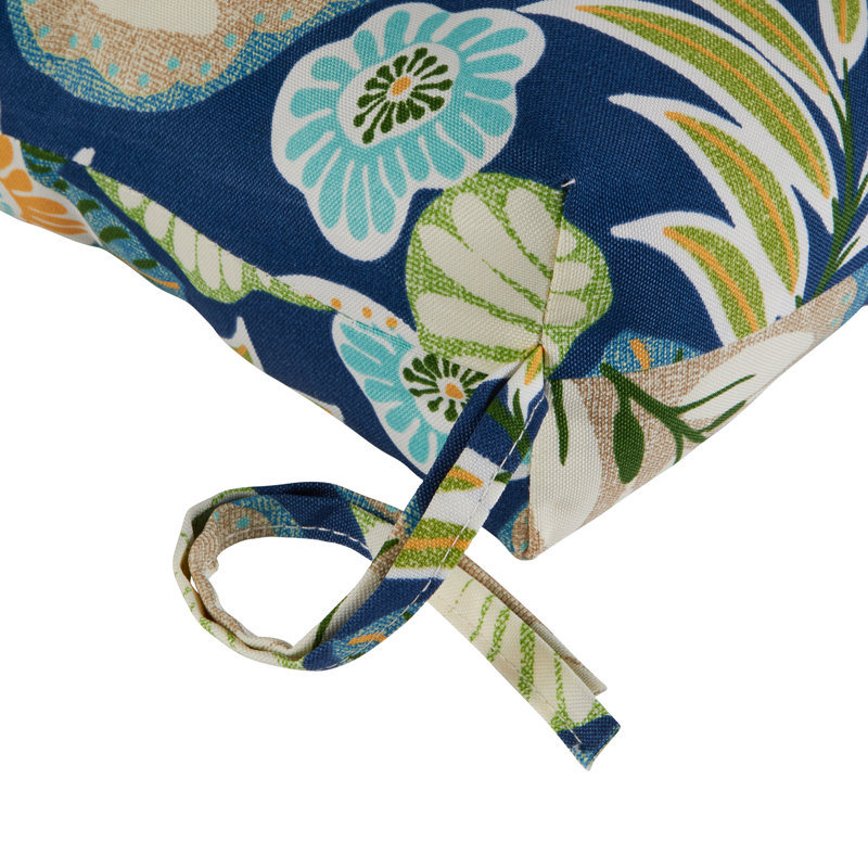 Coussin de banc d'extérieur Shipton, Marlow bleu à motif floral, L 44 po x P 17 po, 4"