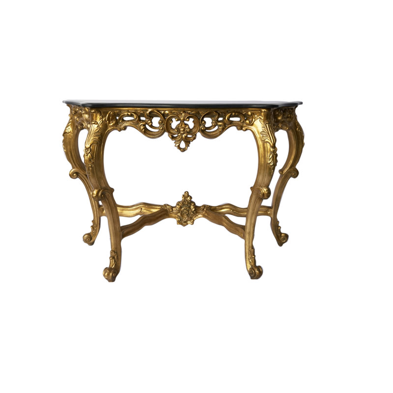 Console en marbre véritable, Noir, H 34,25 po x l 53 po x P 16,93 po