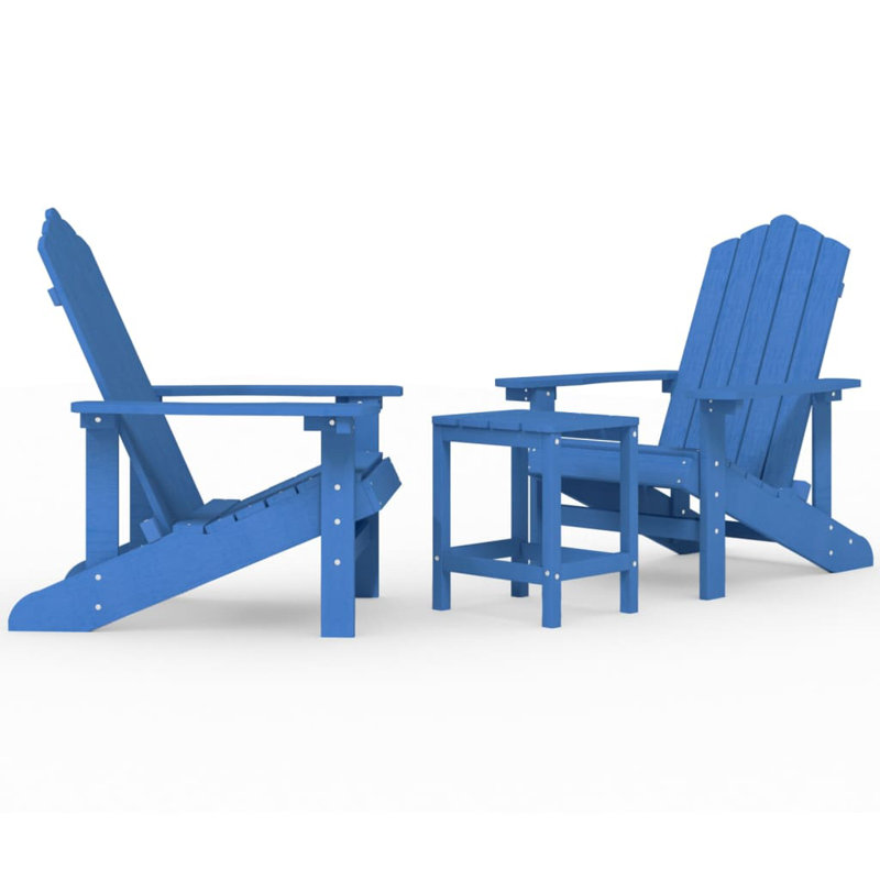 Lucerne Outdoor Adirondack Chair With Table, Blue