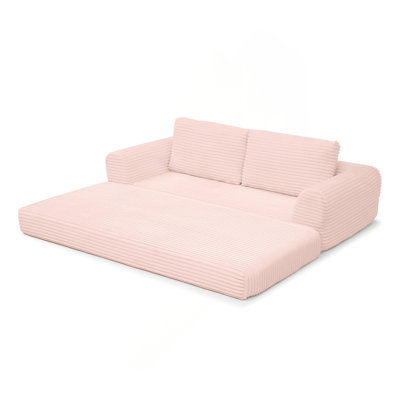 2-In-1 Folding Convertible Sofa Bed, Modern Corduroy Sleeper Couch With 2*Pillows, Futon Modular Upholstered Boneless Sofa With Pull-Out Bed,Folding Floor Modular Couch For Living Room