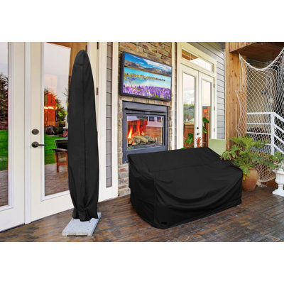 Patio Umbrella Cover Outdoor Waterproof Market Umbrella Parasol Cover Fits 10Ft To 12Ft, Black
