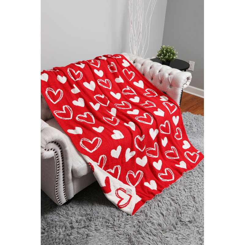 Cozy Hearts Luxe Throw Blanket - RED
