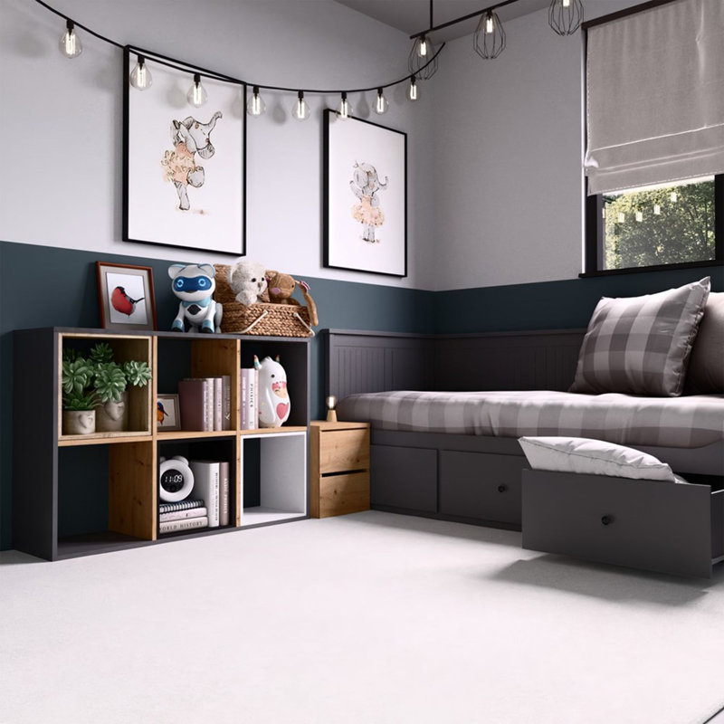 75cm H Standard Bookcase, Oak Artisan/Anthracite, (2 Shelves) 75cmH x 110cmW x 30cmD
