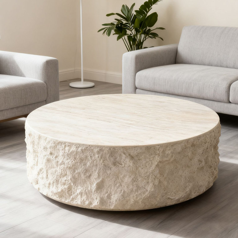 Table d'appoint ronde aspect pierre naturelle, capacité de poids de 260 lb