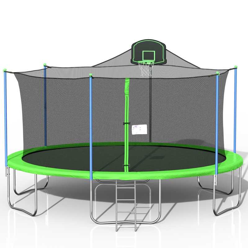 Trampoline de jardin rond de 16 pi avec enceinte sécuritaire Sapphome, Vert