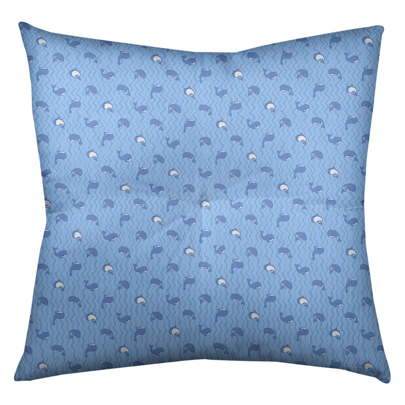 Coussin Katelyn Elizabeth Whales, 26 po x 26 po, Bleu