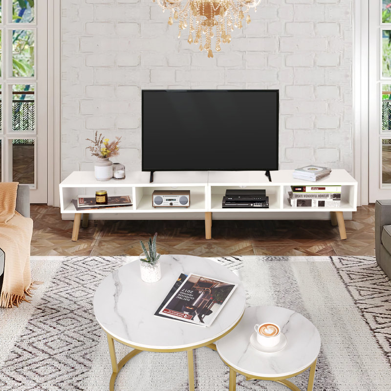 Meuble télé pour téléviseur de 65 po ou moins Janci, Blanc