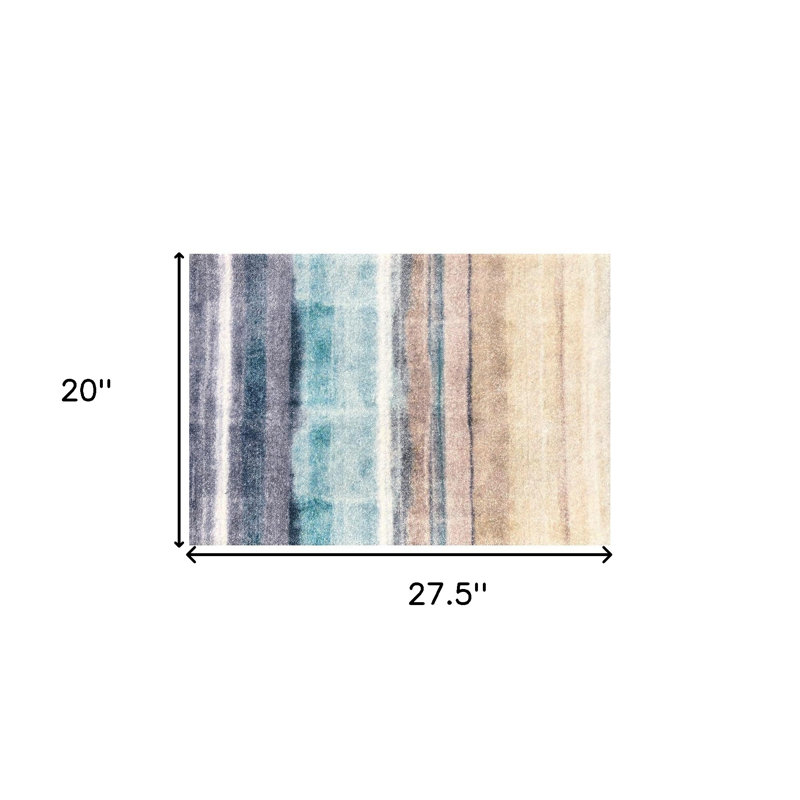 Tapis turquoise lavable dégradé 2 pi x 3 pi avec protection UV
