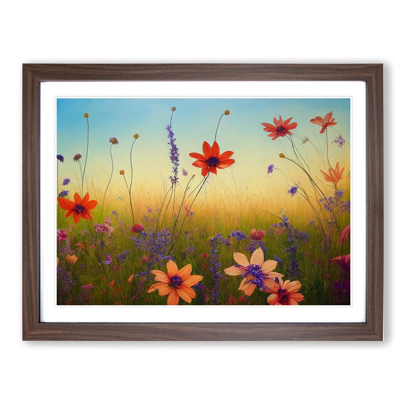 Mind Blowing Wildflowers Floral - Framed Print, 25cm H x 34cm W, Walnut Framed