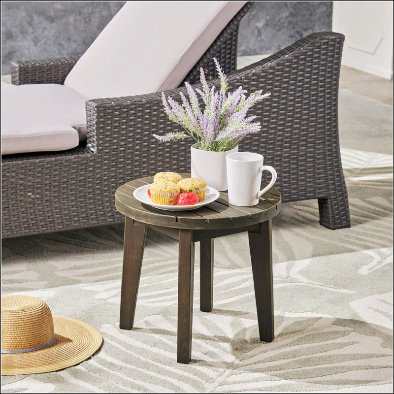 Table d'appoint d'extérieur en bois d'acacia durable avec conception à lattes classique, parfaite pour la terrasse et la cour
