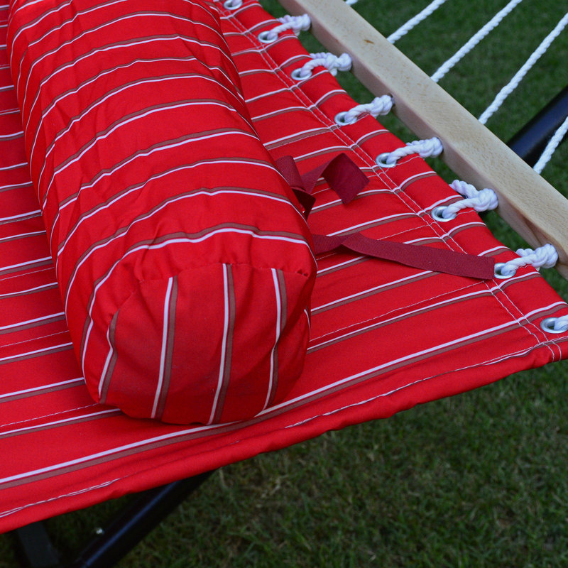 13′ Quilted Hammock with Matching Pillow (Stand Sold Separately), Red/White/Brown Striped