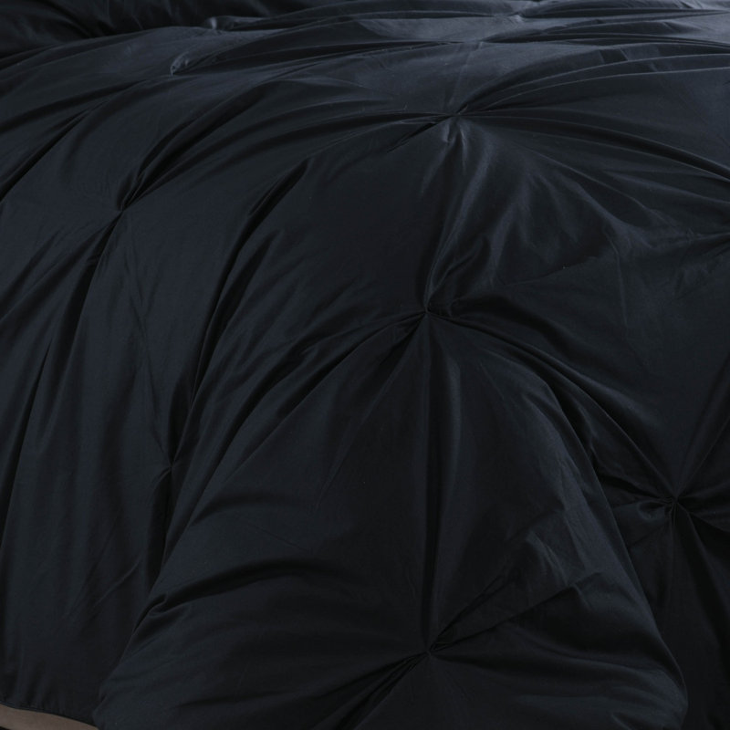  Ensemble de housse de couette Pintuck, Housse de couette pour très grand lit et 2 très , Noir
