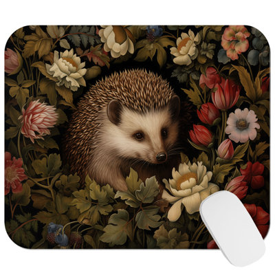 Animals Hedgehog Pattern William Morris Cottage Gaming Cute Office Laptop Desk Pad Gift Mat Square Rectangle Non-Slip Mousepad