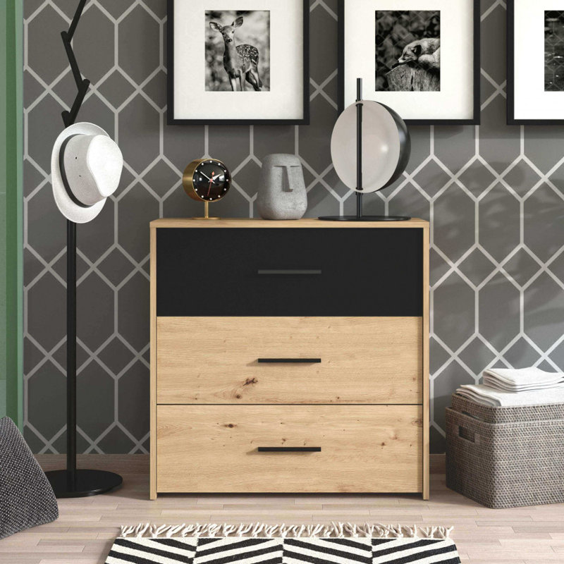 Carnstroan 128.5cm W Bilaminate Chipboard Bedside Table