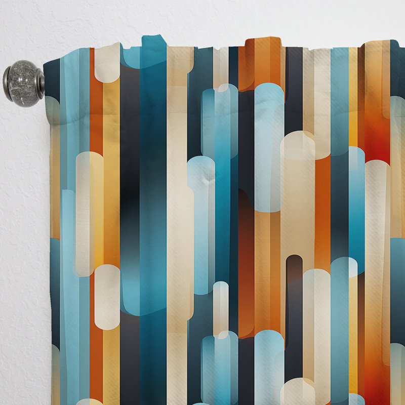 Rideau obscurcissant rayé bleu et beige Nostalgia - 1 panneaux, L 52 po x L 108 po