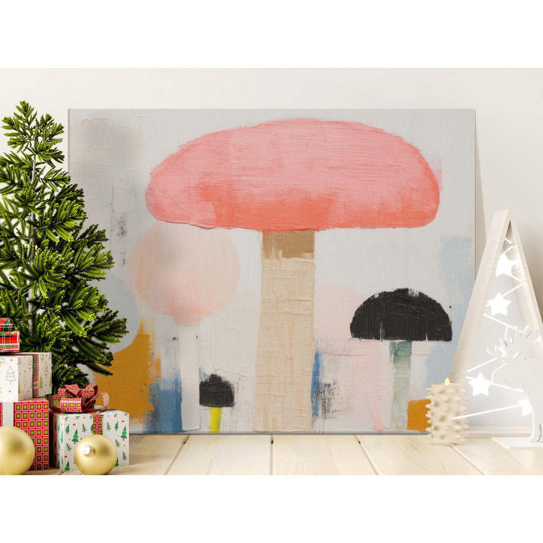 Abstract Mushroom Canvas Wall Art, Modern Geometric Print, Gallery Wrapped, Ready to Hang, Archival Quality, Home Decor, Statement Piece