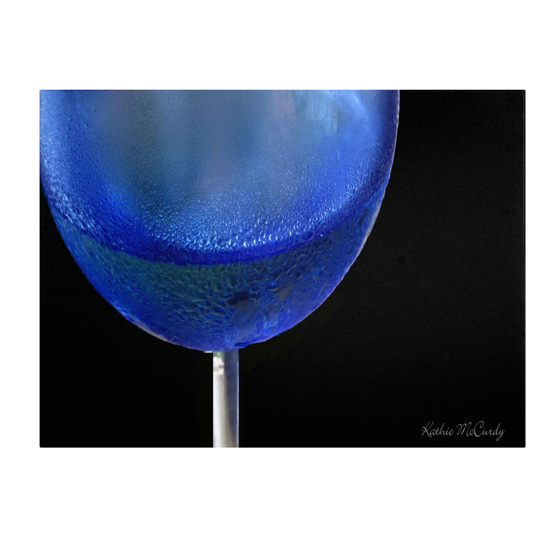 « blue wine glass » par kathie mccurdy,, impression sur toile tendue encadrée, H 10 po x l 19 po x P 2 po