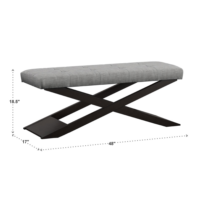 Banc en bois massif Argel, Gris clair chiné