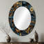 Ryin Steampunk industriel doré et bleu sarcelle géométrique - grand miroir mural géométrique, miroir doré unique, art imprimé en métal-1614471128-1614471130