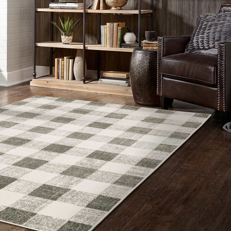 Tapis gris / ivoire Dashelle, Rectangle 9 pi 11 po x 13 pi