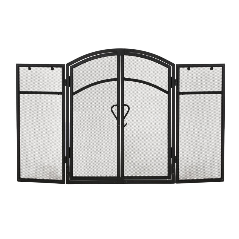 Écran de foyer en fer avec portes et outils inclus, noir mat, l 50,5 po x H 32 po 5,5 po 4 po 50 po 32 po 5,5 po