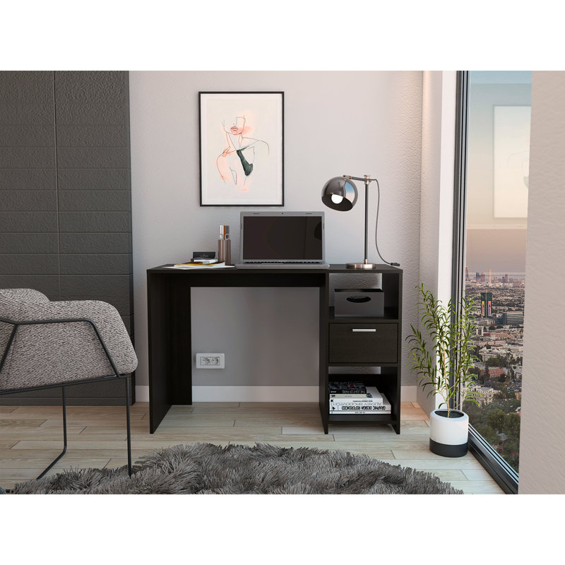 Omma Computer Desk, One Drawer, Two Shelves