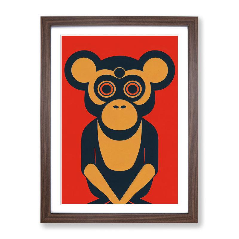 Monkey in Abstract No.2 - Wall Art, 34cm H x 25cm W x 2cm D, Walnut