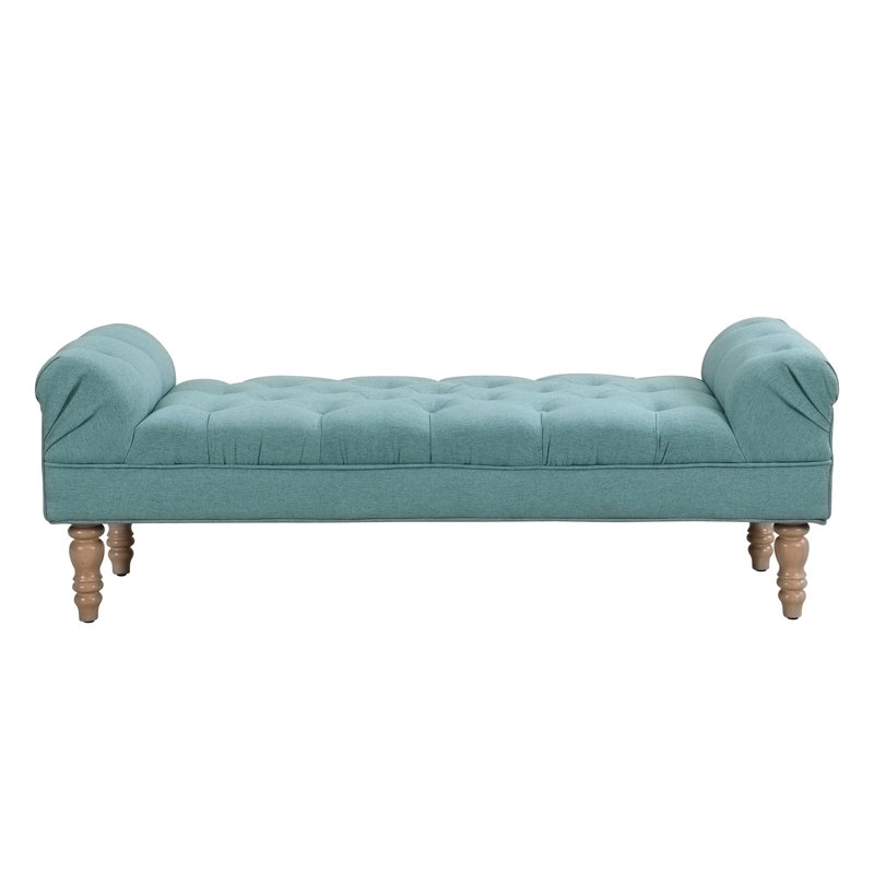 Banc de hall d'entrée rembourré, Bleu sarcelle vieilli, Bleu sarcelle vieilli, Brun