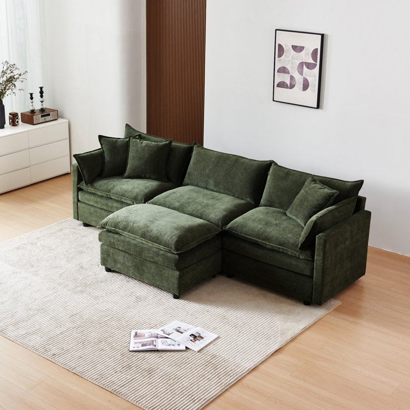 Modern 3 Seater Sectional Sofa With Ottoman