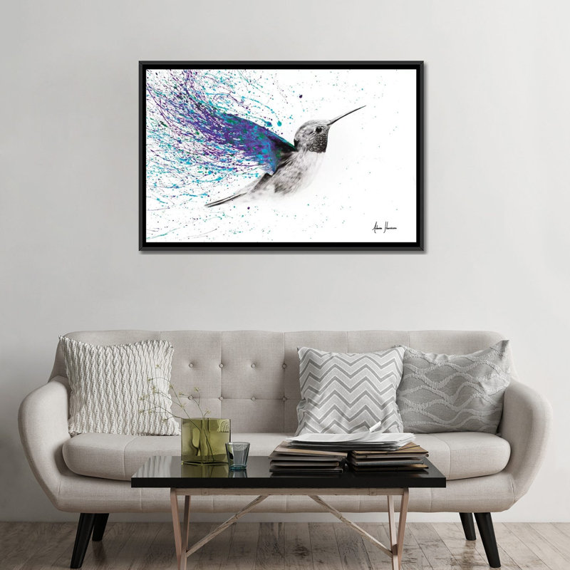 «Hummingbird Garden», impression sur toile, H 32 po x l 48 po x P 1,5 po, Toile avec cadre noir, Pas de tapis