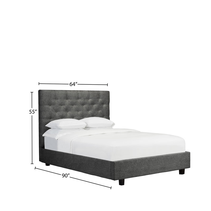 Lit plateforme tapissier avec rangement Waloo, Grand, Ardoise