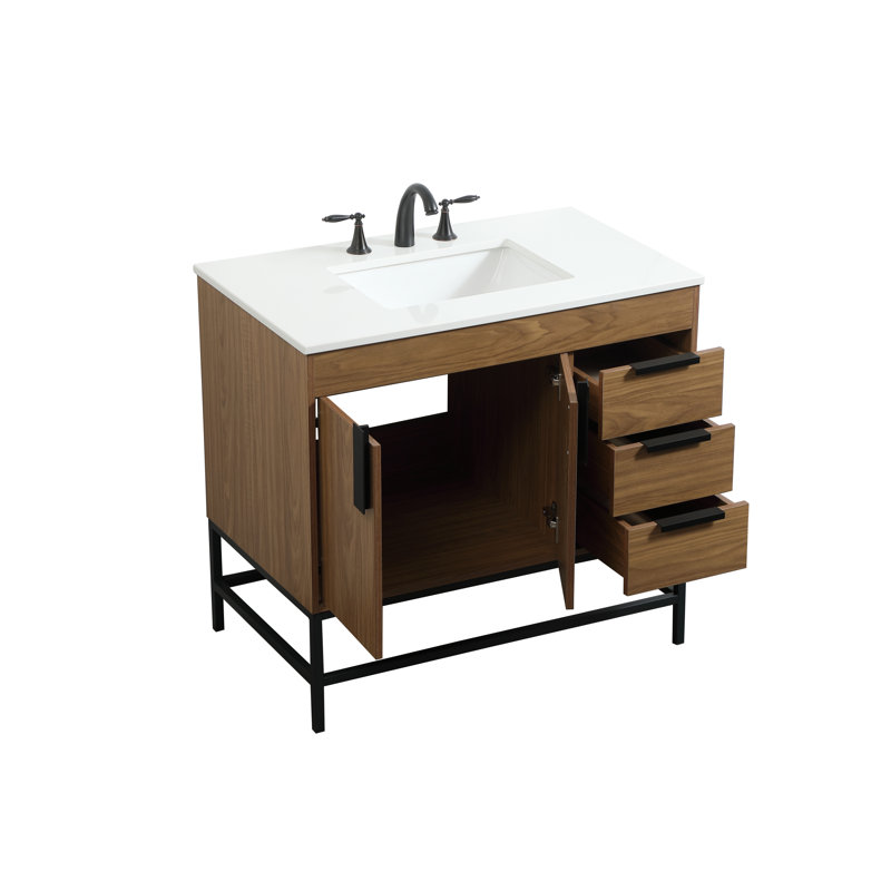 Ensemble de meuble-lavabo simple 36 po Eugene, Noyer brun