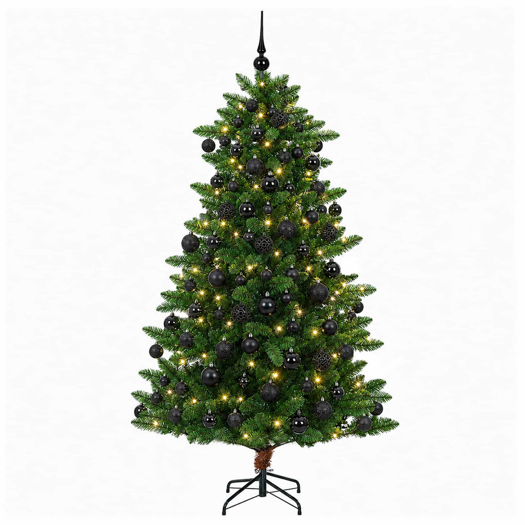 VIDAXL Artificial Christmas Tree with 300 LED Lights 240 cm Green PVC and Metal Holiday Decor with Stand - Image 3