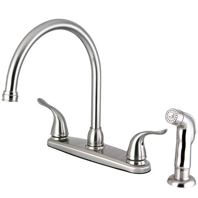 Kingston Brass Yosemite Two-Handle 4-Hole 8" Centerset Kitchen Faucet with Side Sprayer