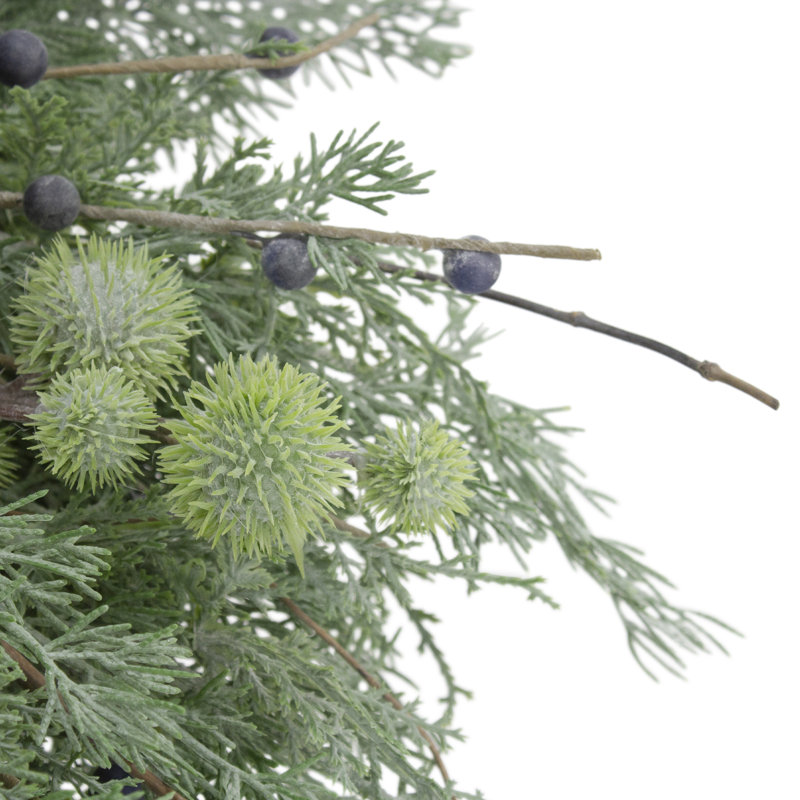 Pine And Blueberry Christmas Wreath With Pinecones  28-Inch  Unlit