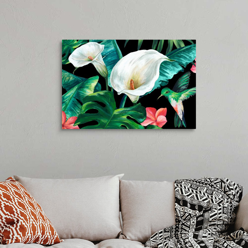 Reproduction d’art sur toile, "Hummingbird Paradise" par Eva watts, Toile tendue, H 24 po x l 36 po x P 1,25 po