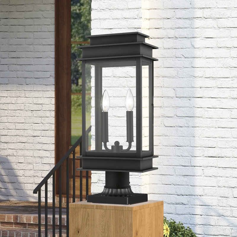Anaejah 2 -Light 20.5" H Hardwired Lantern Head, Black/Polished Chrome