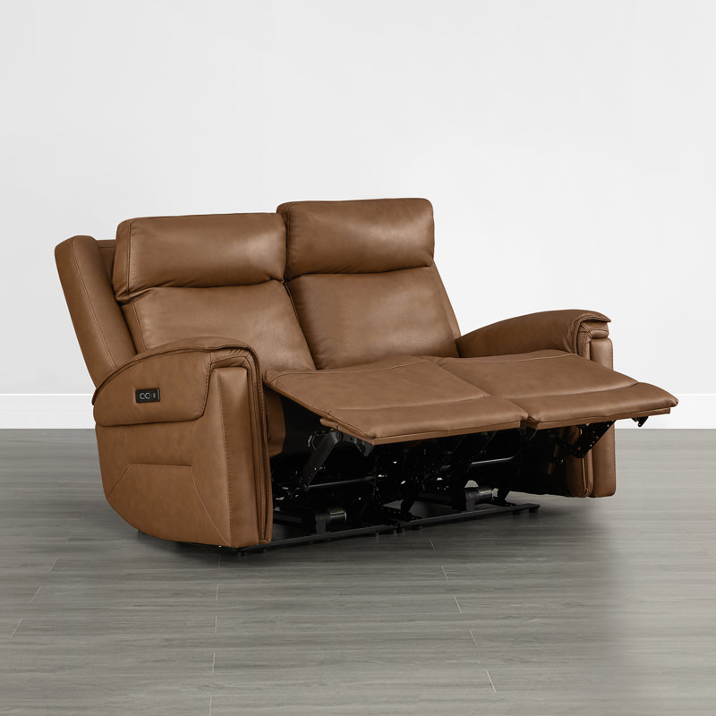 Super Zero-Gravity Genuine Leather Dual Motor 2PC Power Sofa With Power Headrest, 41.73" H x 60.63" W x 37.8" D, 2, Saddle