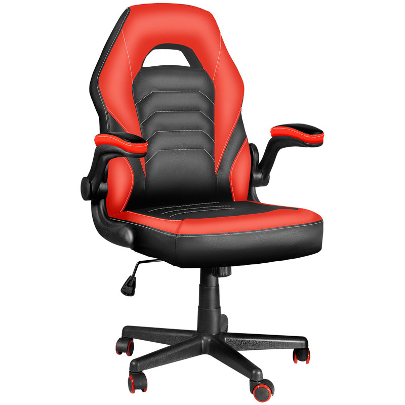 Fauteuil de jeu et de course pivotant réglable en cuir Inbox Zero Racing, Rouge