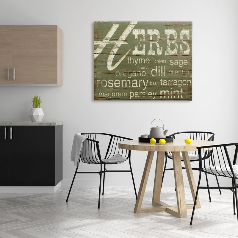 Herbes et mots - cuisine verte, Plaque murale, L 36 po x H 48 po
