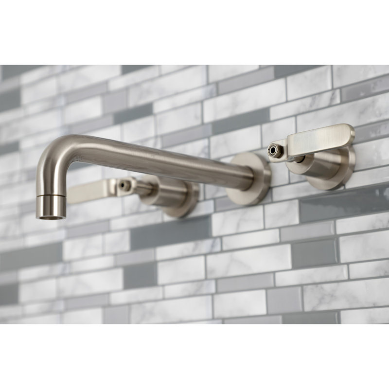 Kingston Brass Whitaker Two-Handle 3-Hole Wall Mount Roman Tub Faucet, Brushed Nickel